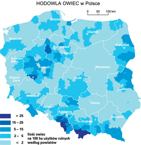 hodowla owiec w polsce mapa