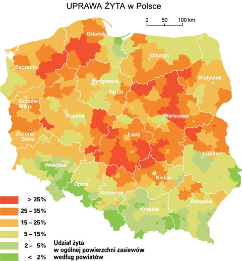 uprawa yta w polsce mapa