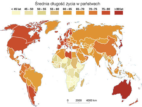 dugo ycia na wiecie mapa