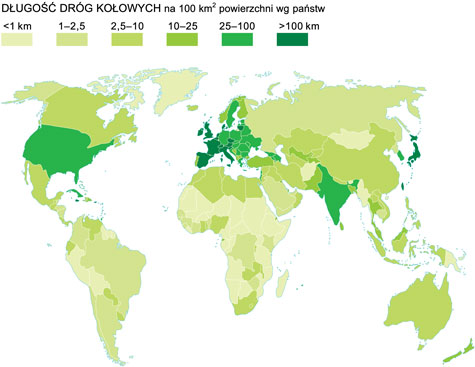 gsto sieci drogowej na wiecie w pastwach mapa