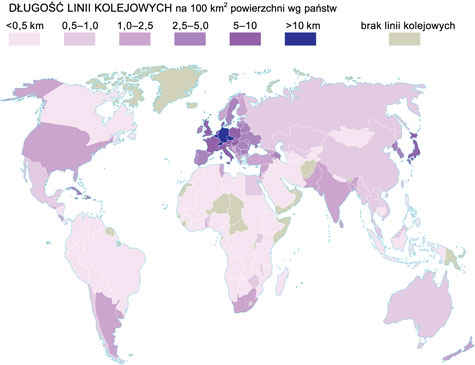 gsto sieci kolejowej na wiecie w pastwach mapa