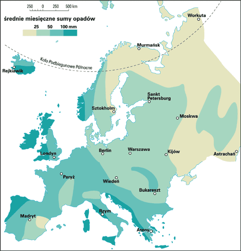 Europa – opady stycznia